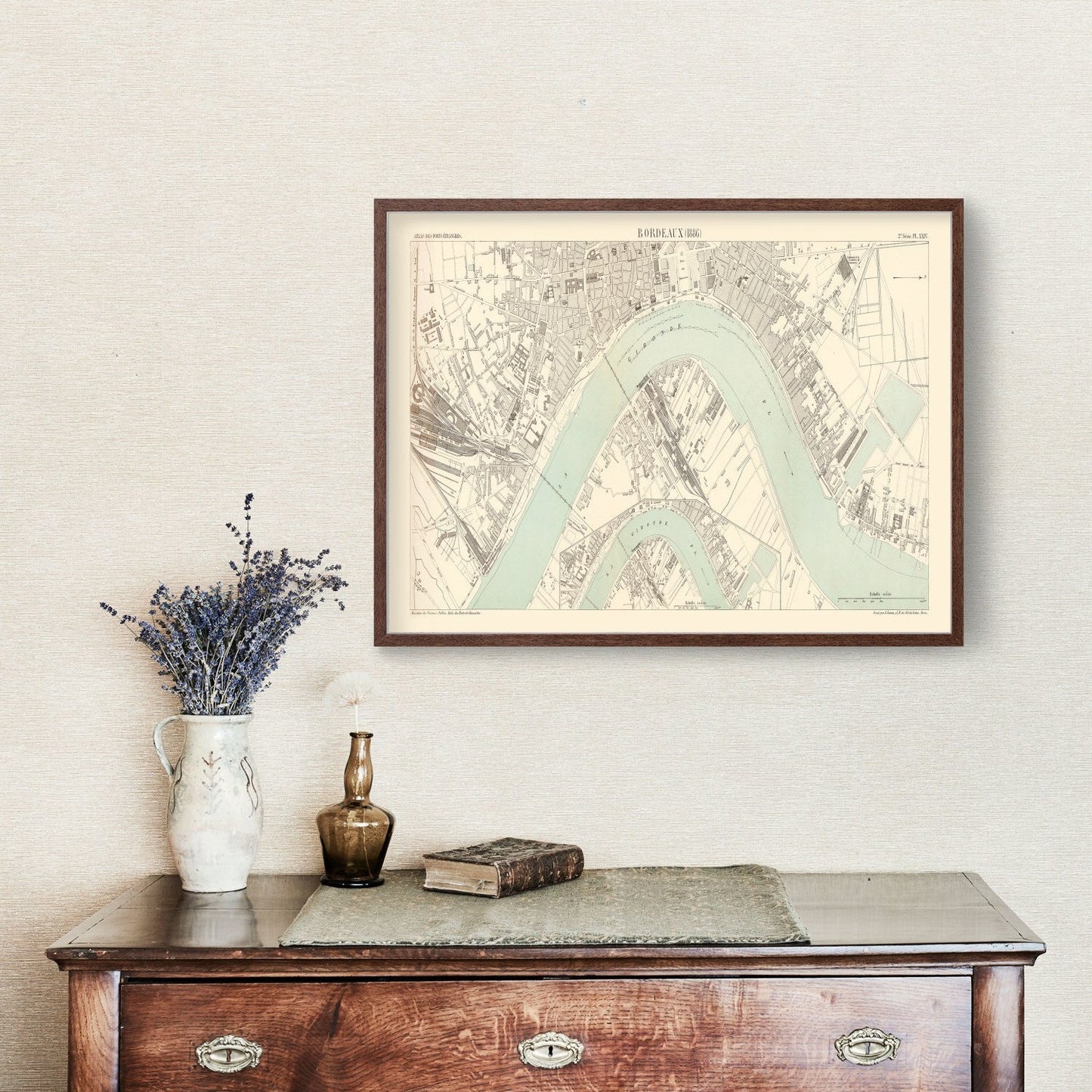 Vintage Map of Bordeaux, France, 1886