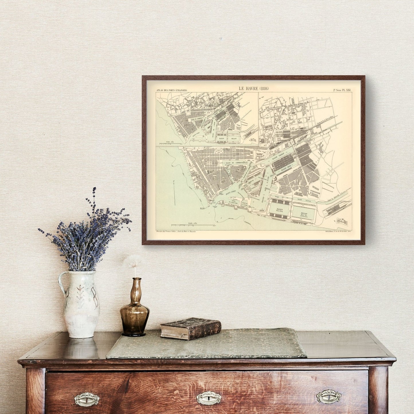 Vintage Map of Le Havre, France, 1886