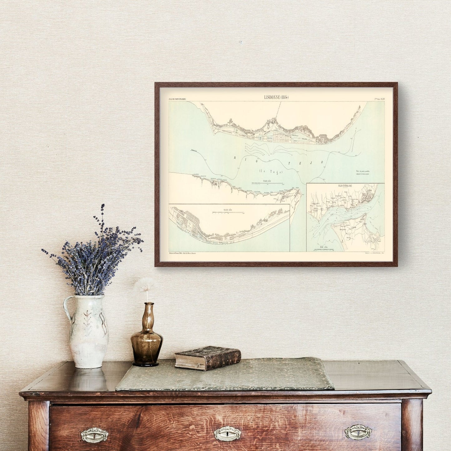 Vintage Map of Lisbon, Portugal, 1884