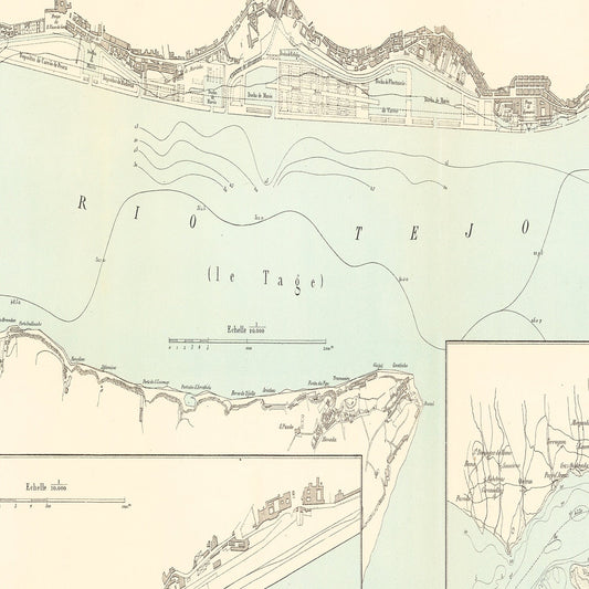 Vintage Map of Lisbon, Portugal, 1884
