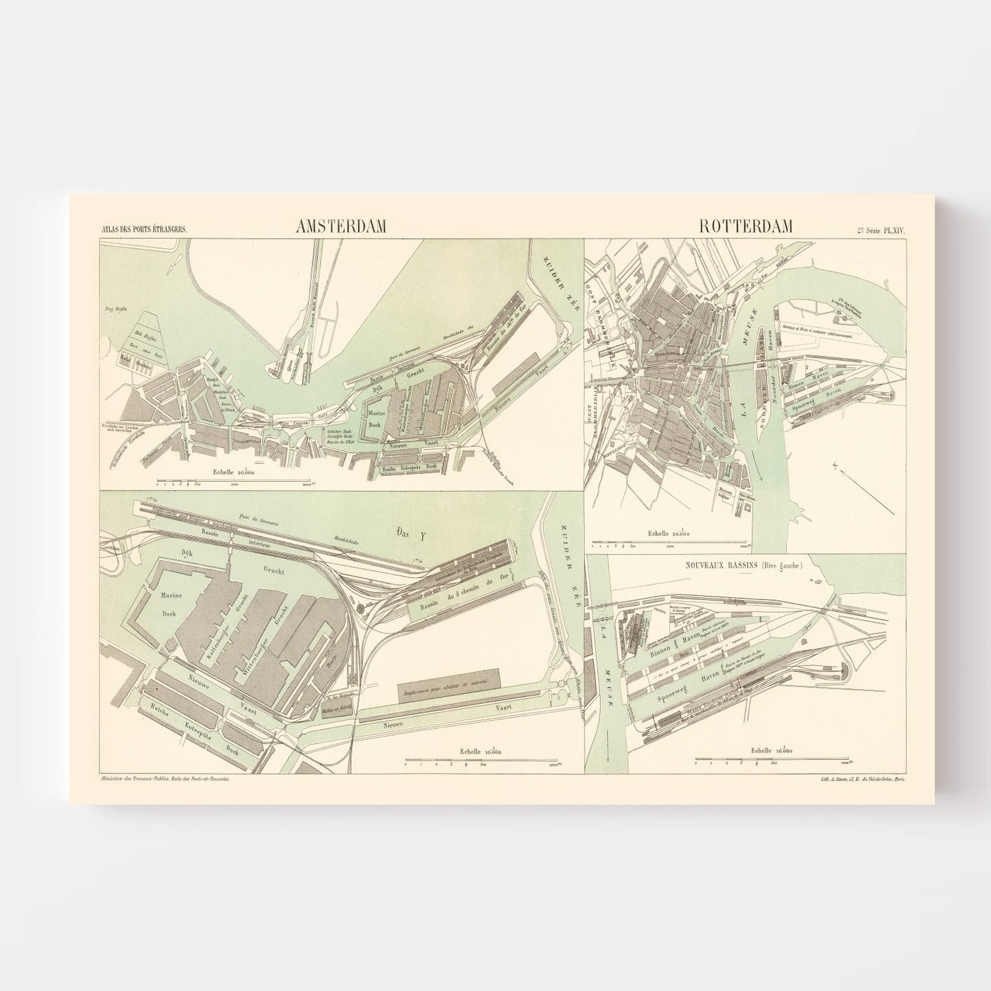 Vintage Map of Amsterdam, Netherlands, 1886