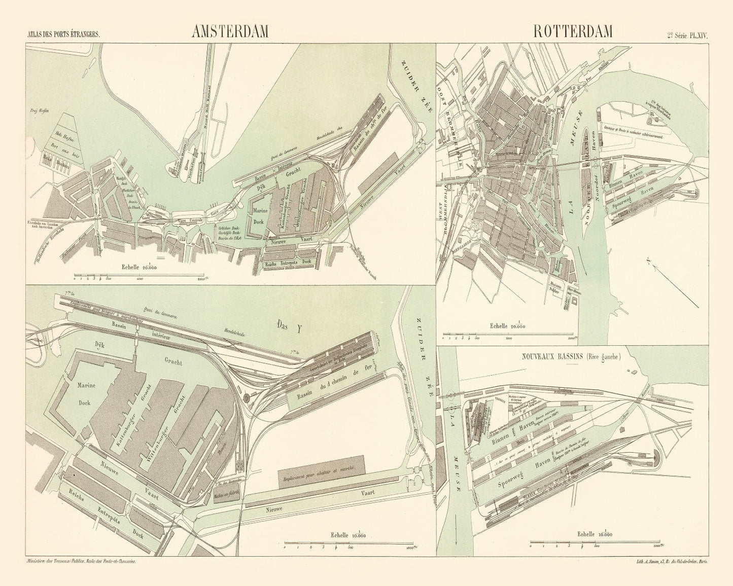 Vintage Map of Amsterdam, Netherlands, 1886