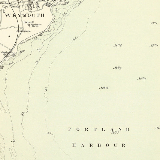 Vintage Map of Weymouth, England, 1884