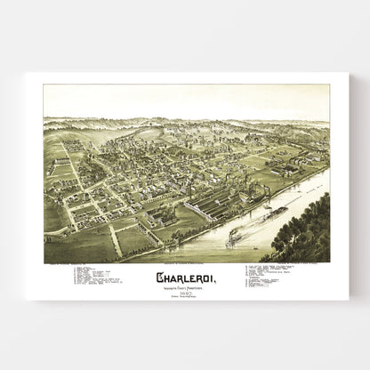 Vintage Map of Charleroi, Pennsylvania, 1897 Wall Art