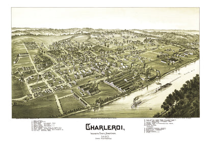 Vintage Map of Charleroi, Pennsylvania, 1897 Wall Art