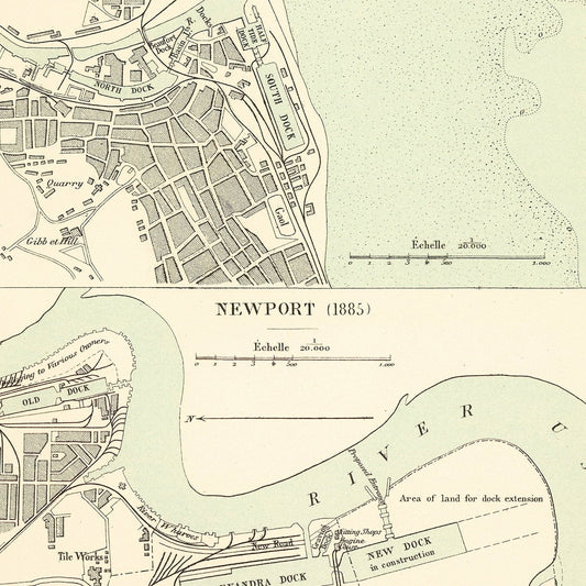 Vintage Map of Swansea, Wales, 1885