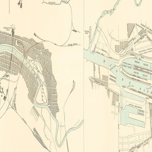Vintage Map of Glasgow, England, 1886
