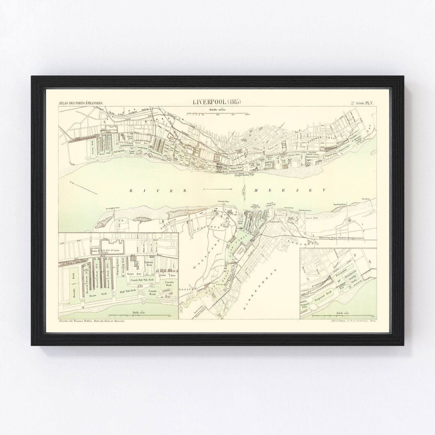 vintage map of Liverpool, England, 1885