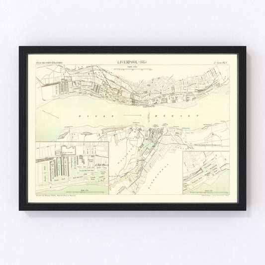 vintage map of Liverpool, England, 1885