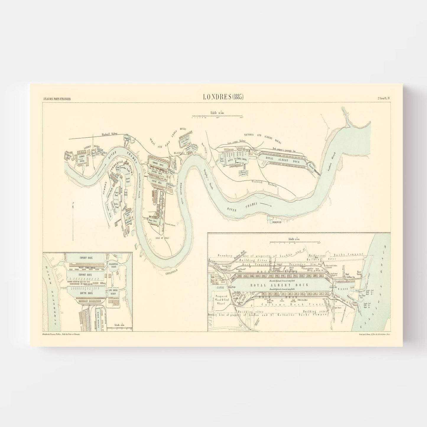 Vintage Map of London, England, 1885