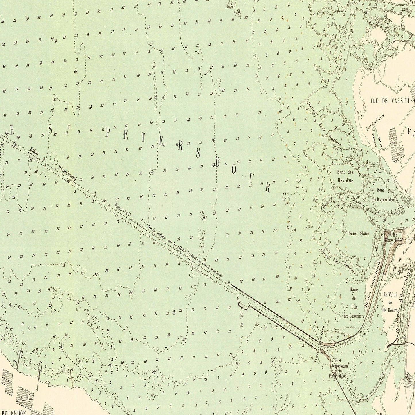 Vintage Map of Saint Petersburg, Russia, 1884