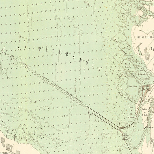 Vintage Map of Saint Petersburg, Russia, 1884