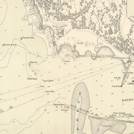 Vintage Map of Porto, Portugal, 1884