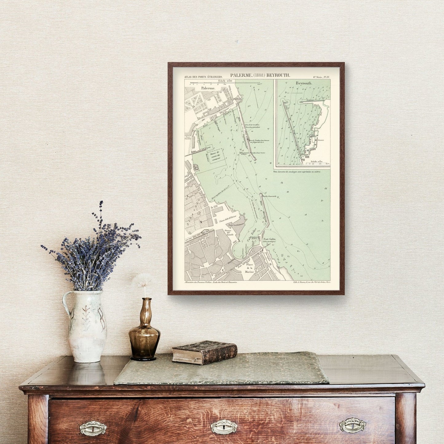 Vintage Map of Palermo, Italy, 1888