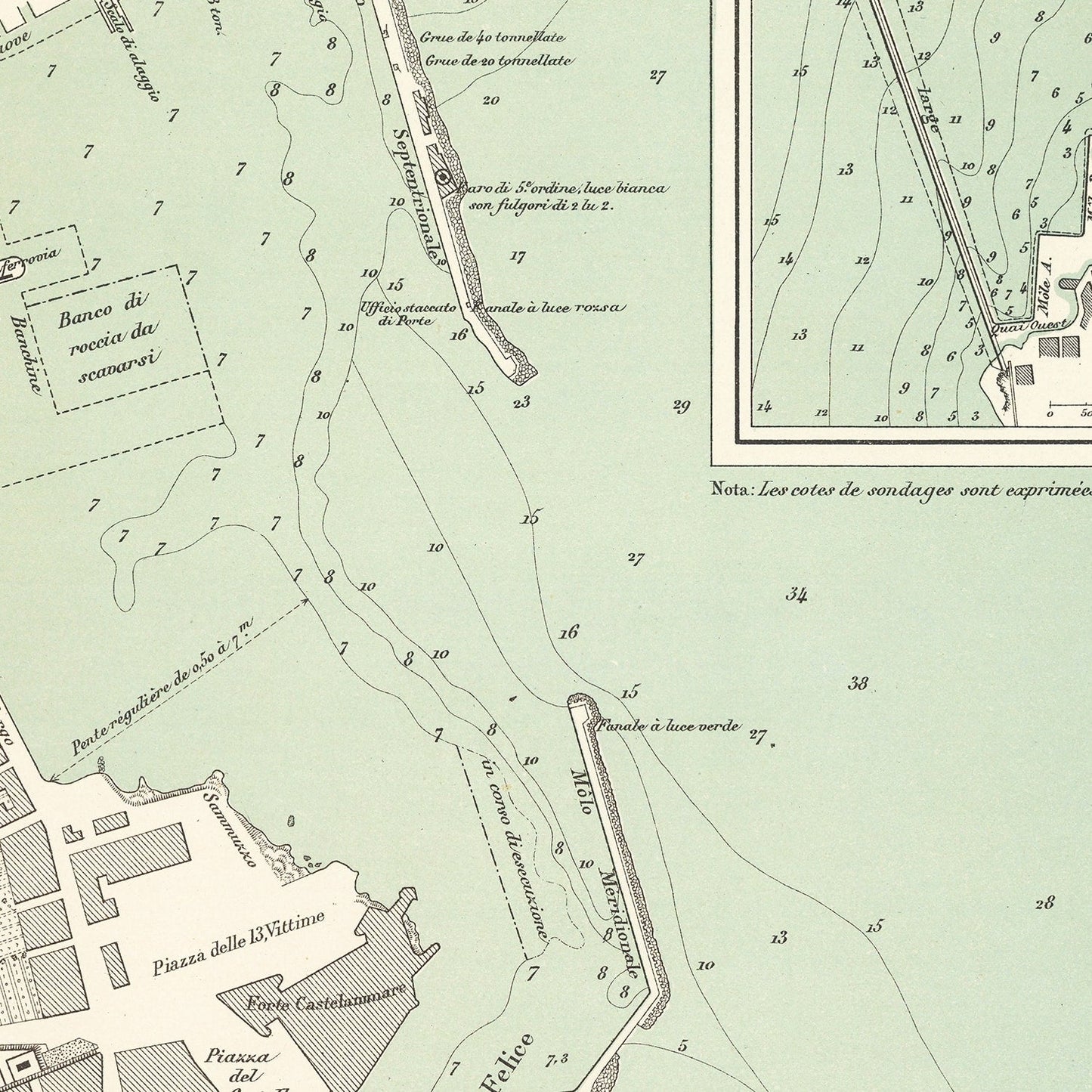 Vintage Map of Palermo, Italy, 1888
