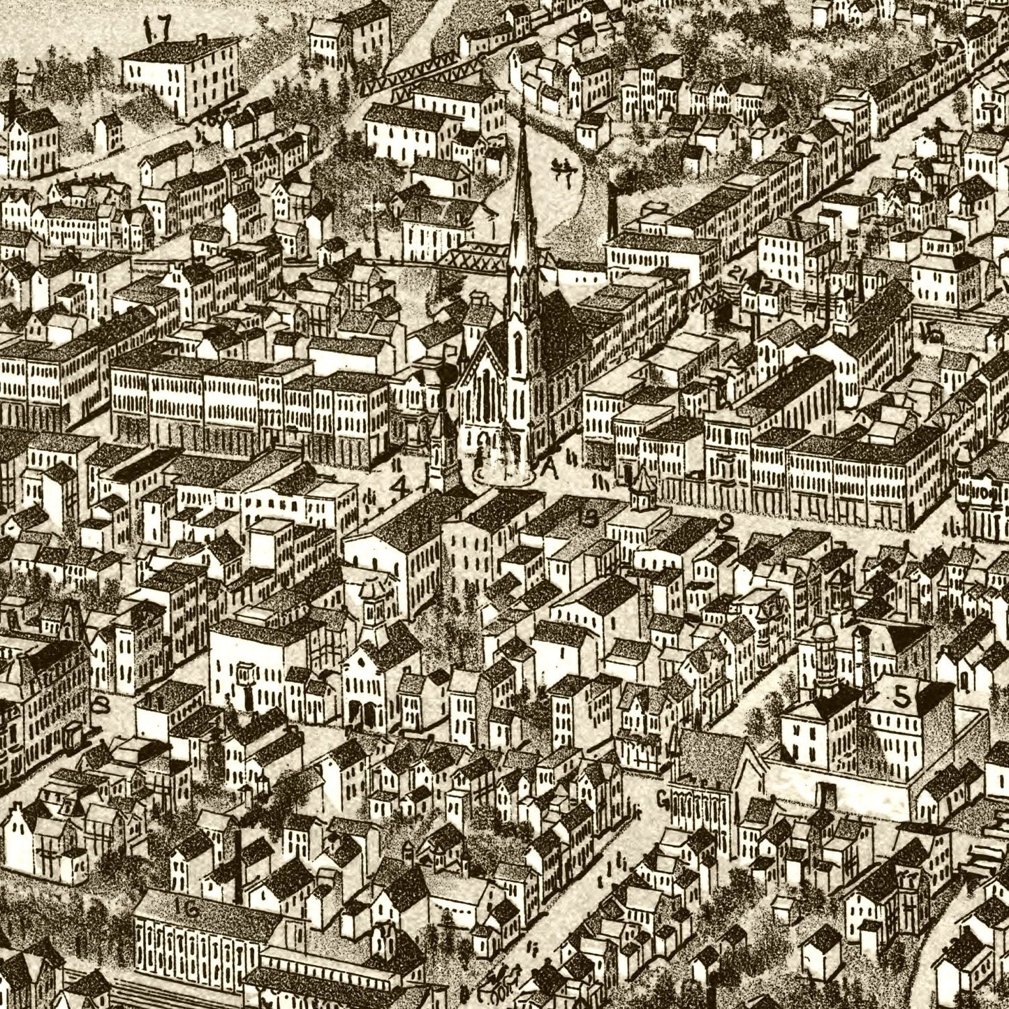 Vintage Map of Chambersburg, Pennsylvania, 1885