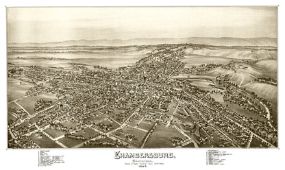 Vintage Map of Chambersburg, Pennsylvania, 1885
