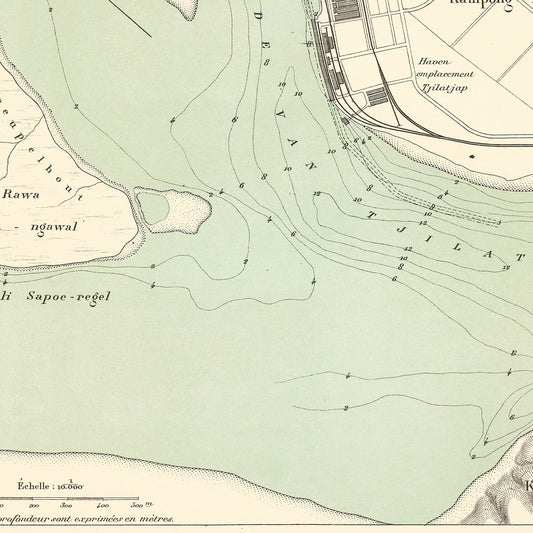 Vintage Map of Cilacap, Indonesia, 1888