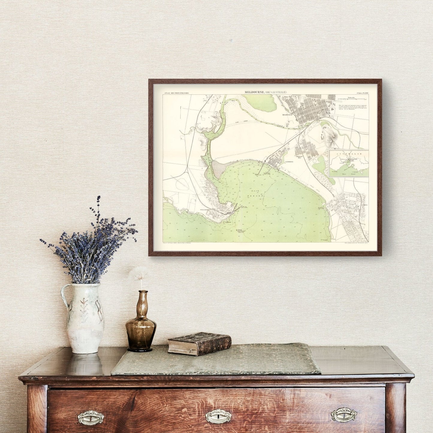 Vintage Map of Melbourne, Australia, 1887