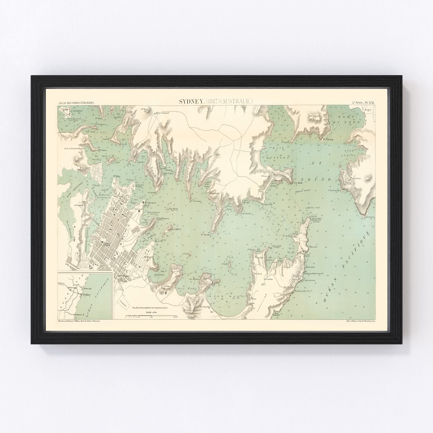 Vintage map of Sydney, Australia, 1887