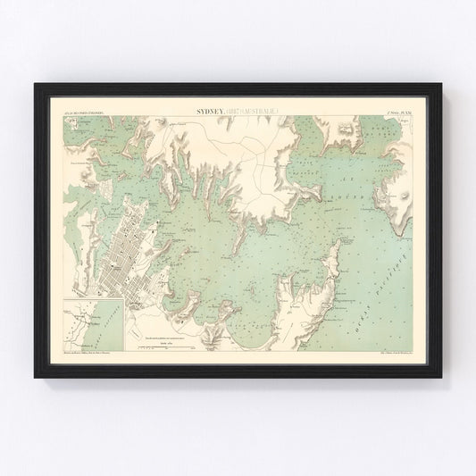 Vintage map of Sydney, Australia, 1887