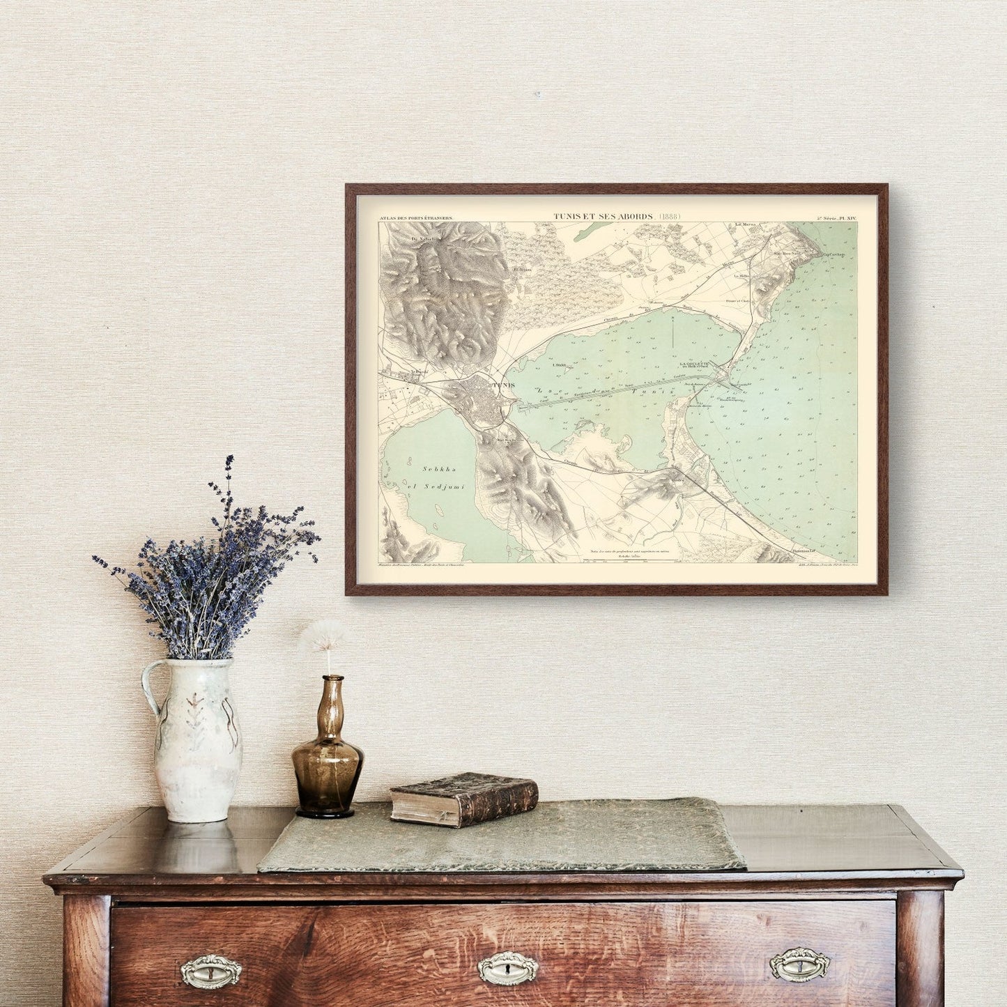 Vintage Map of Tunis, Tunisia, 1888 II