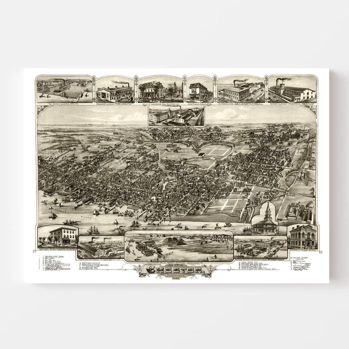 Vintage Map of Chester, Pennsylvania, 1895