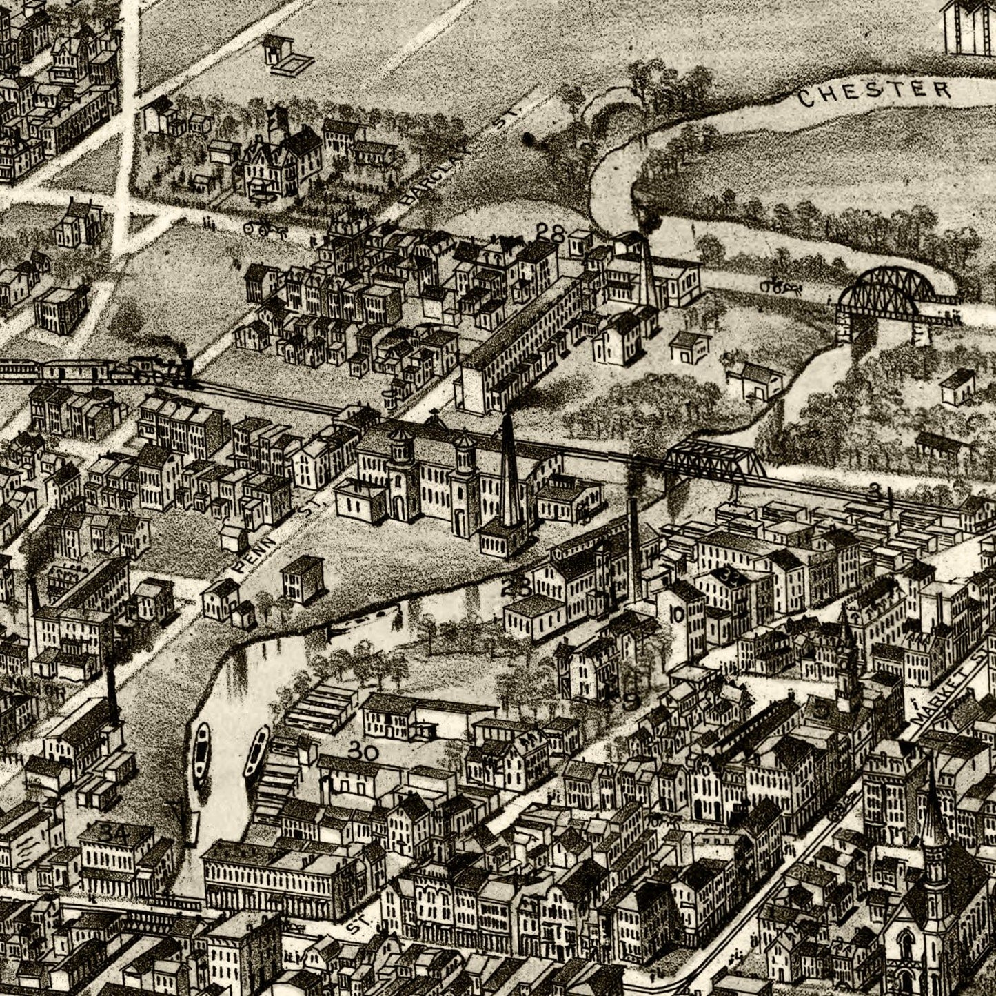 Vintage Map of Chester, Pennsylvania, 1895