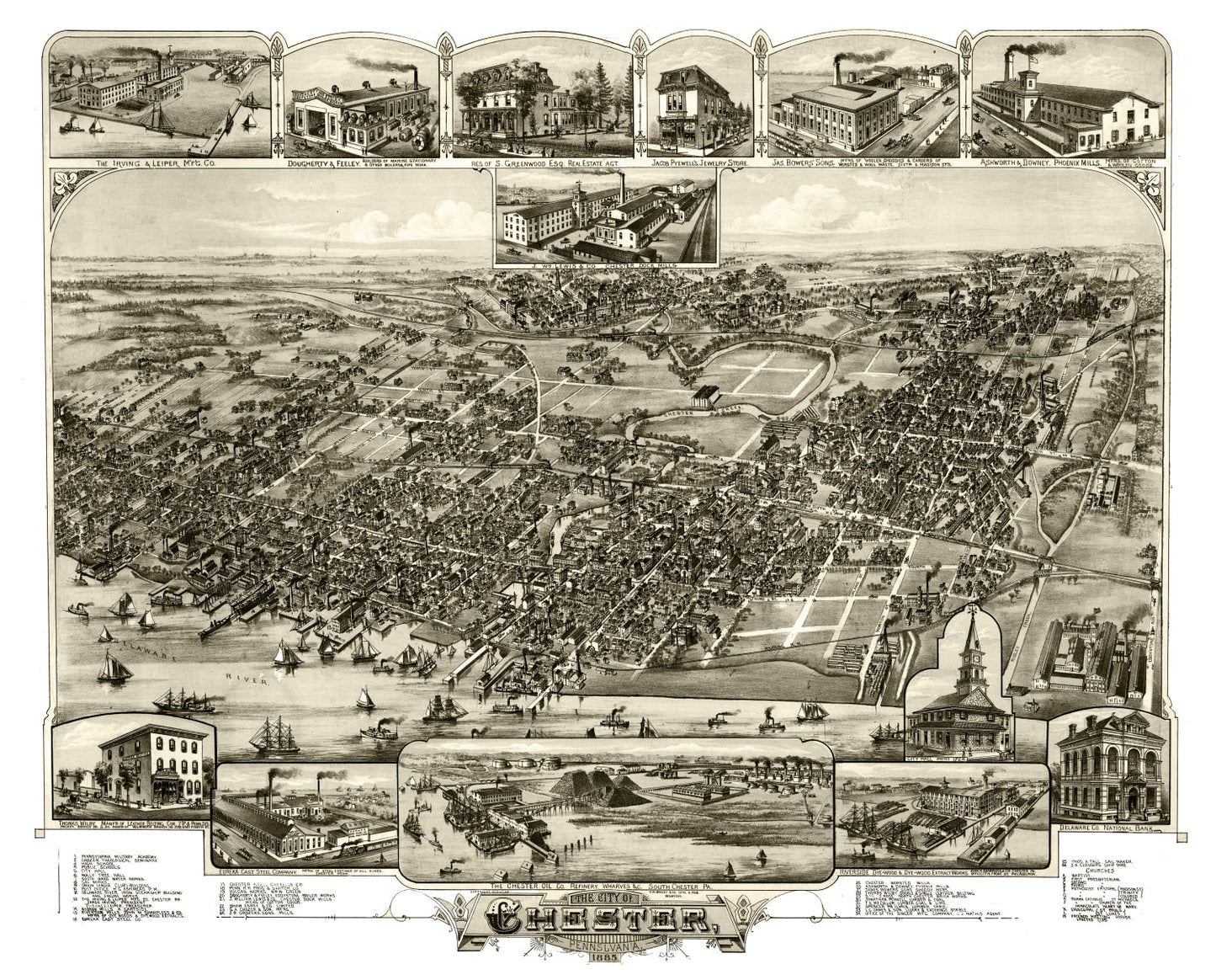 Vintage Map of Chester, Pennsylvania, 1895