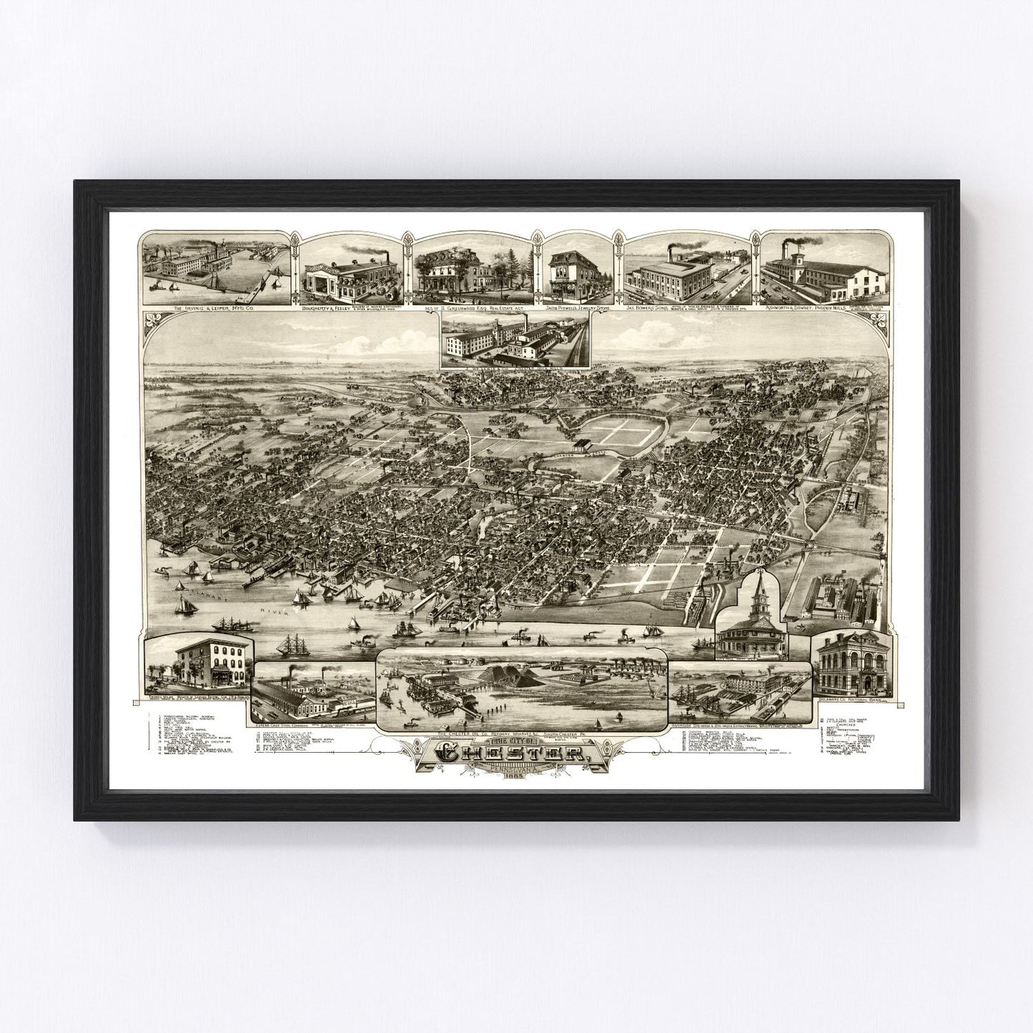 Vintage map of Chester, Pennsylvania, 1895, digitally restored