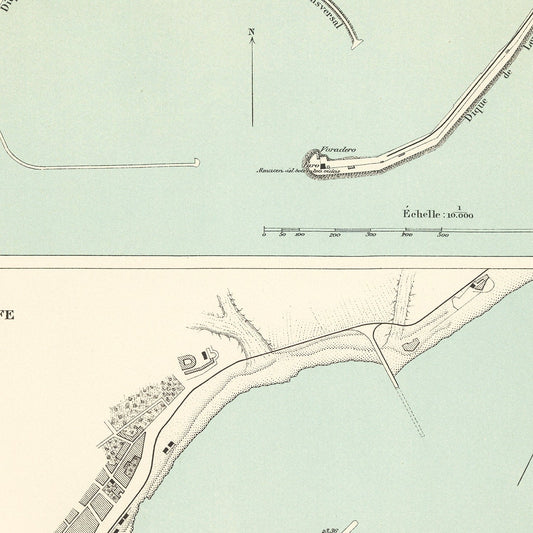 Vintage Map of Tarragona, Spain, 1888