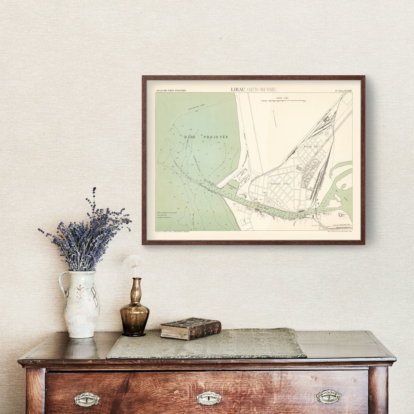 Vintage Map of Liepaja, Latvia, 1879