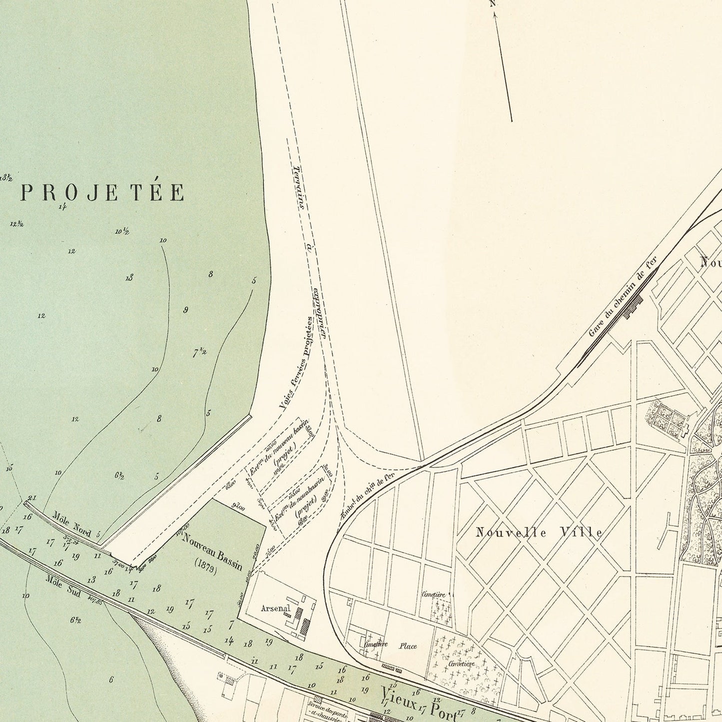 Vintage Map of Liepaja, Latvia, 1879