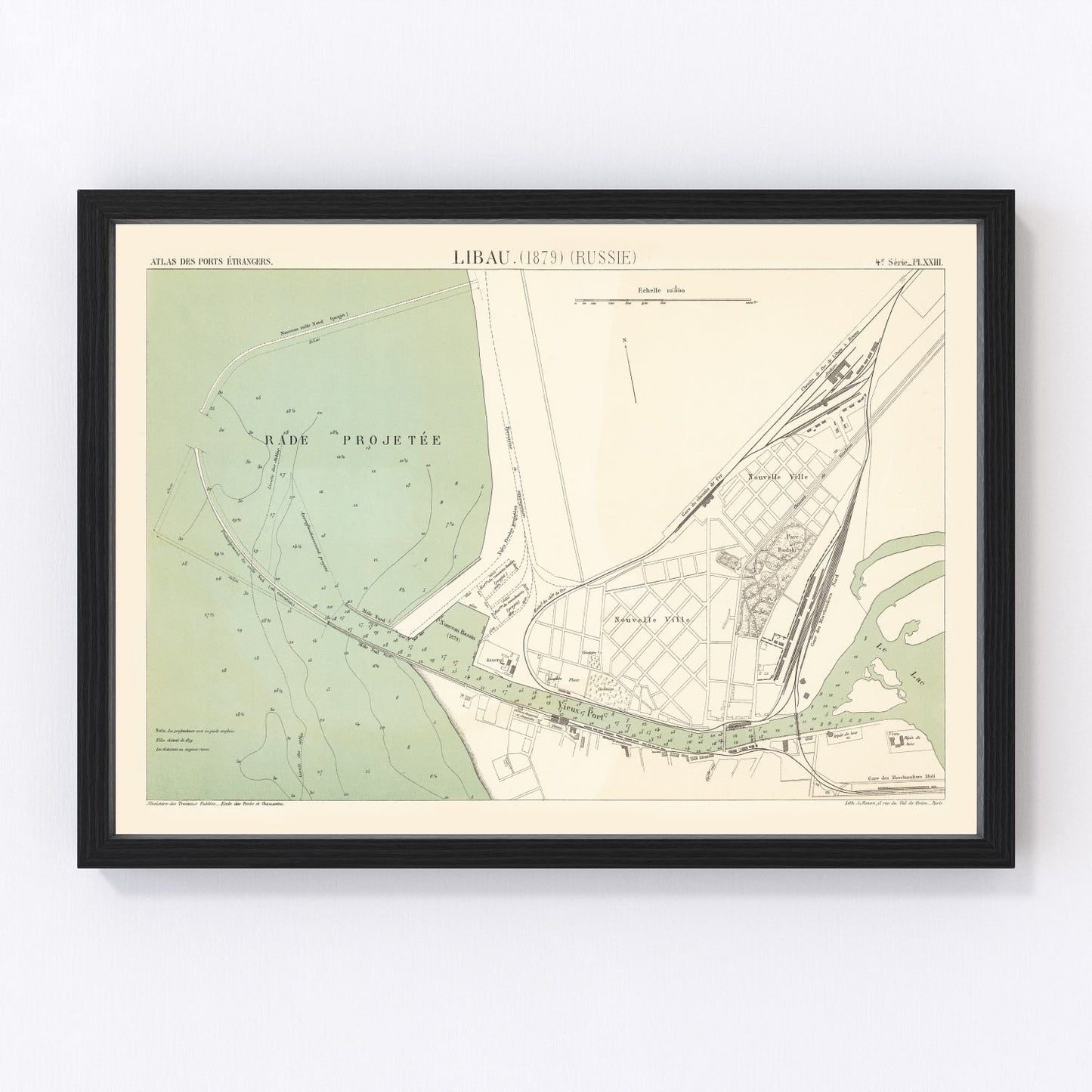 Vintage map of Liepaja, Latvia, 1879