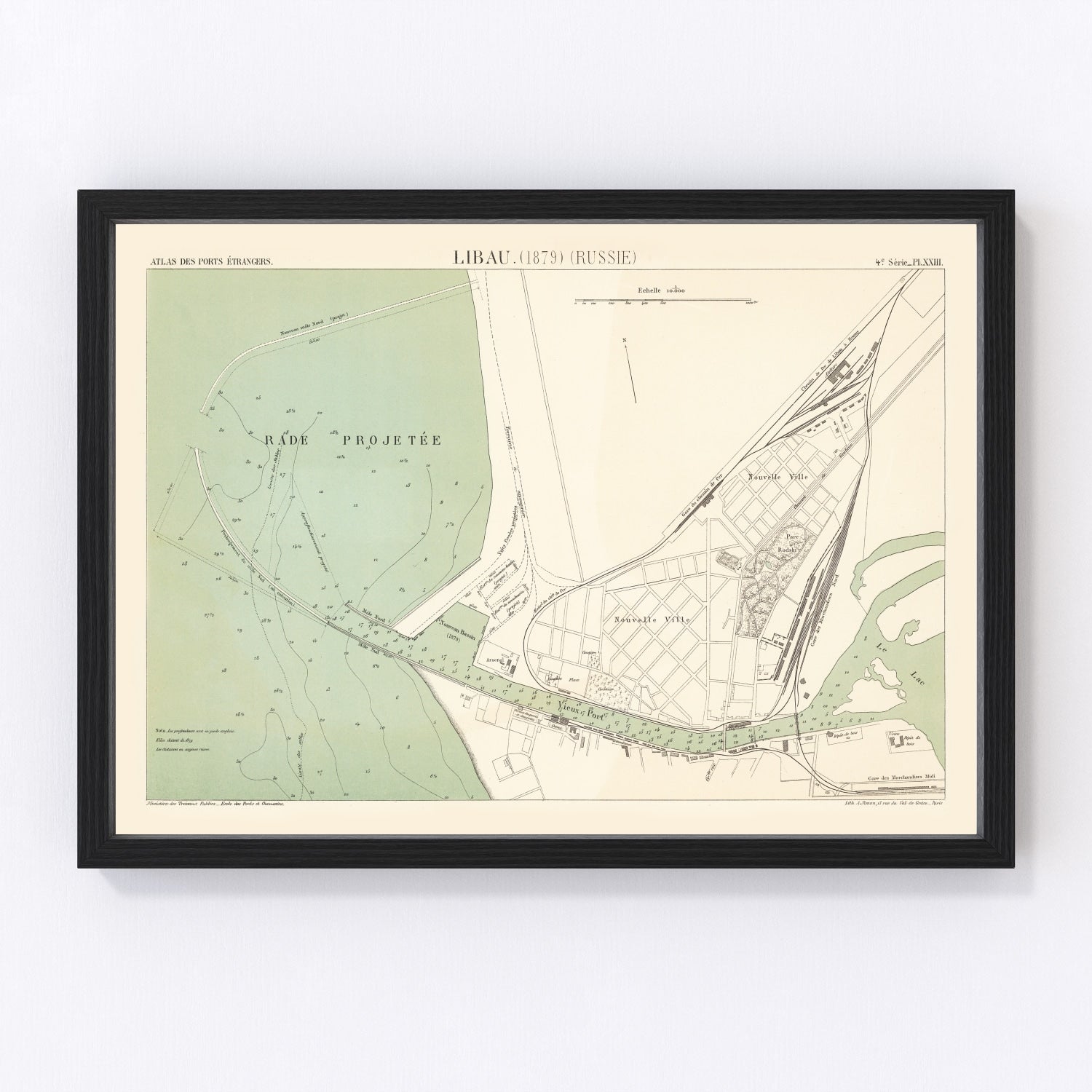 Vintage map of Liepaja, Latvia, 1879