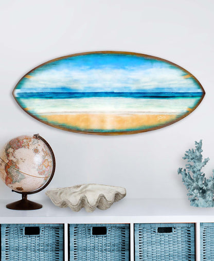 Ocean View Surfboard Wood Wall Art - Coastal Decor