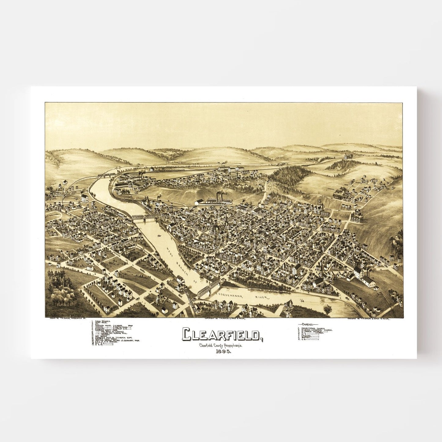 Vintage Map of Clearfield, Pennsylvania, 1895