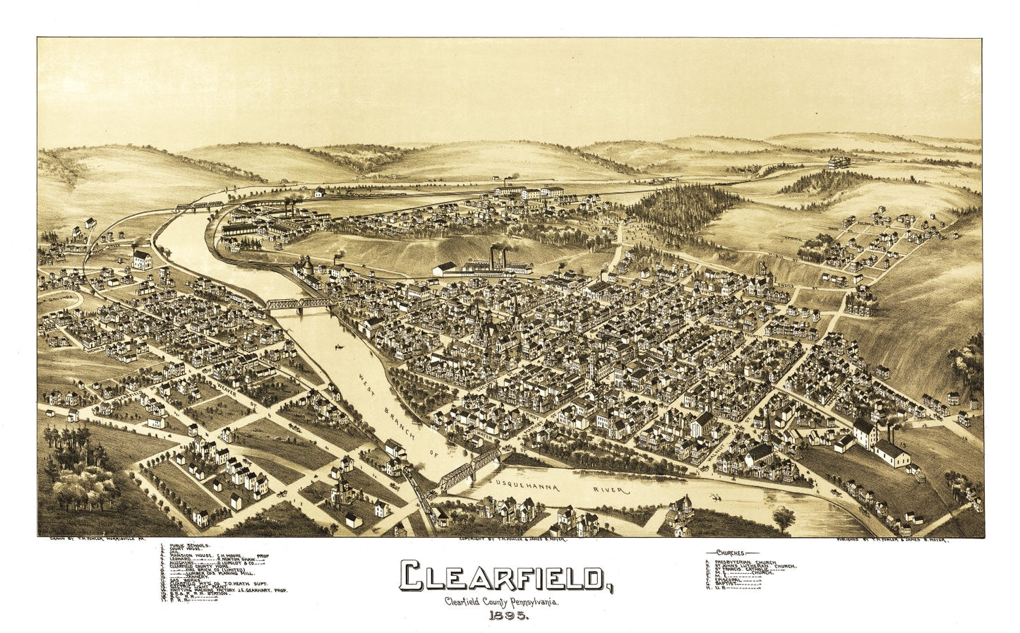 Vintage Map of Clearfield, Pennsylvania, 1895