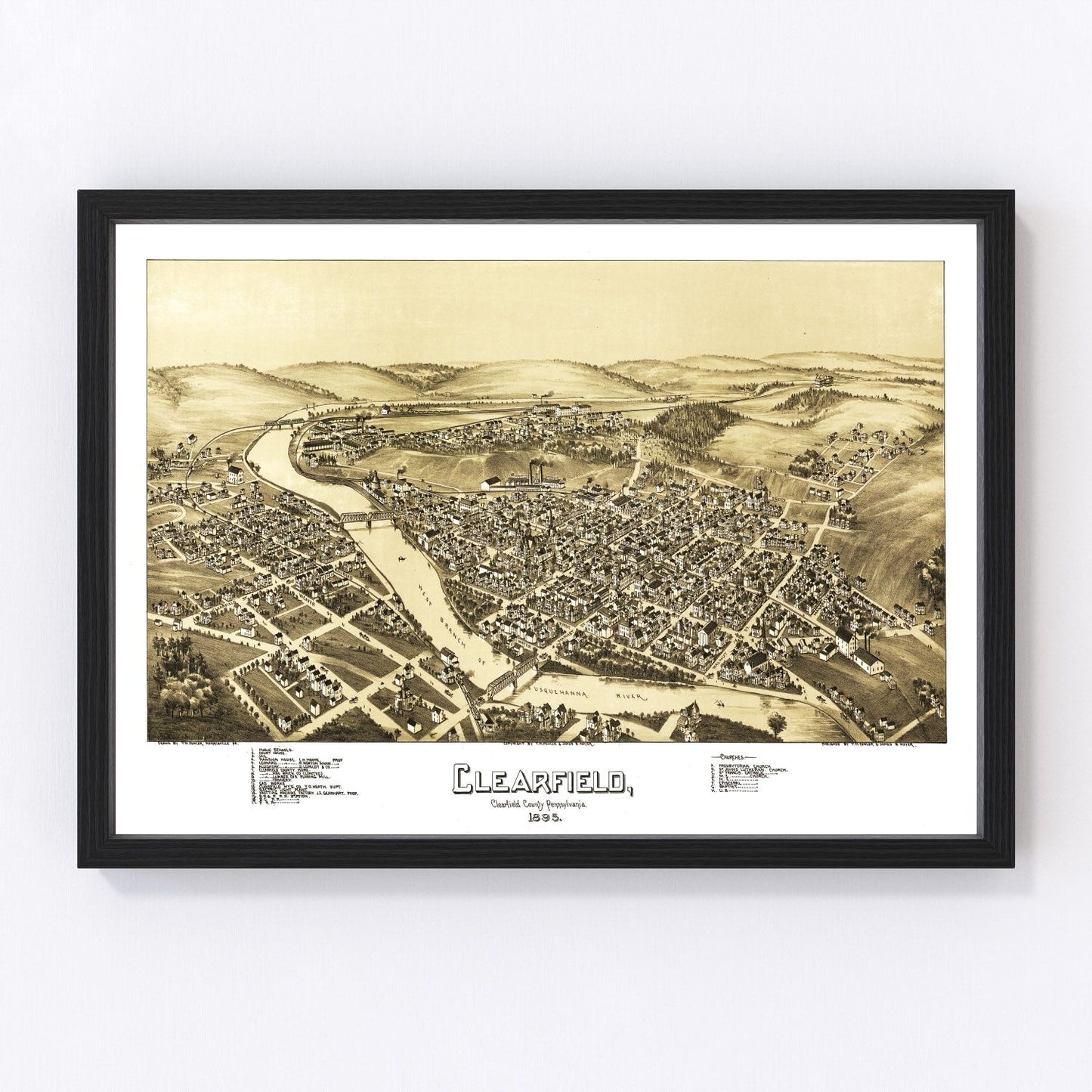 vintage map of Clearfield, Pennsylvania, 1895