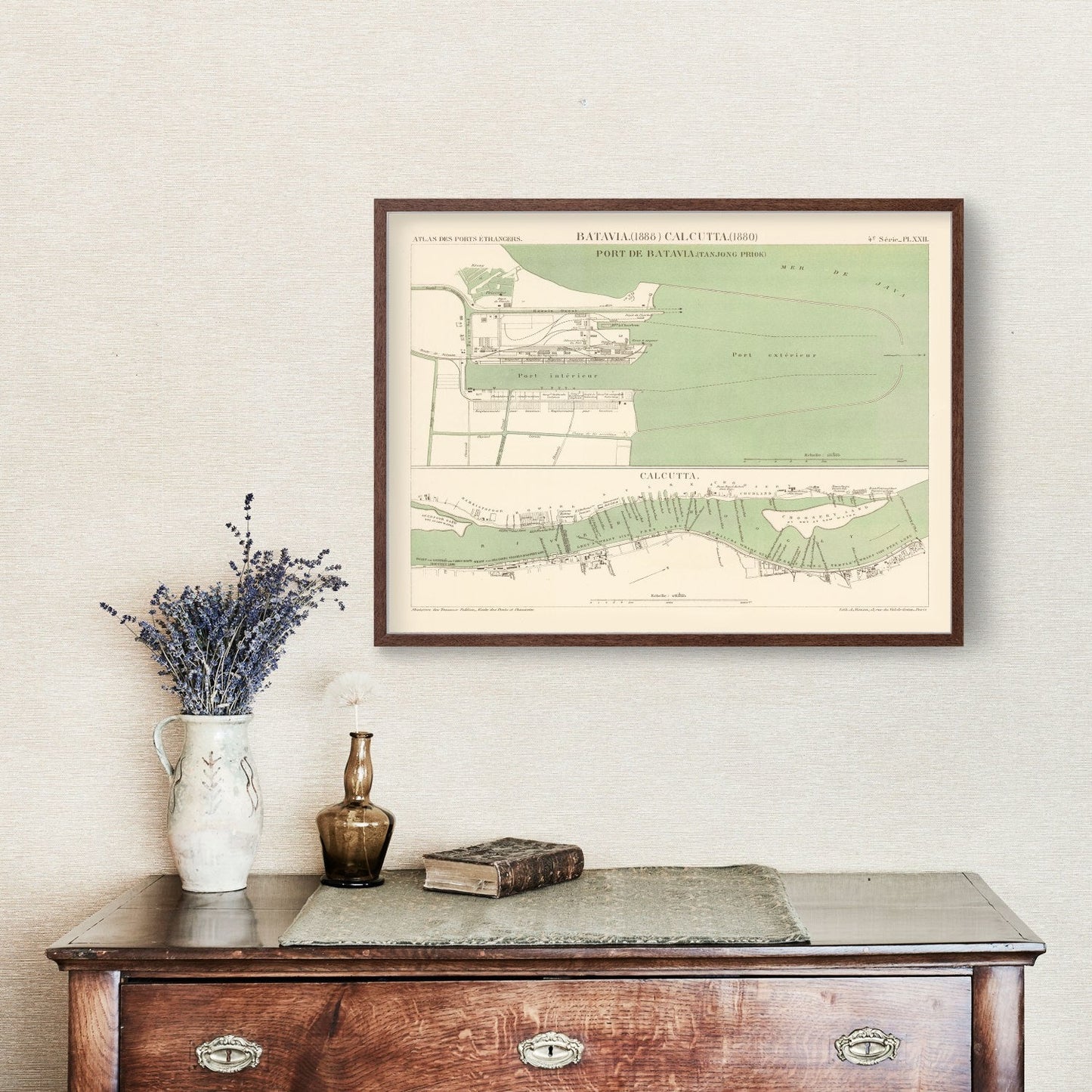 Vintage Map of Jakarta, Indonesia, 1888