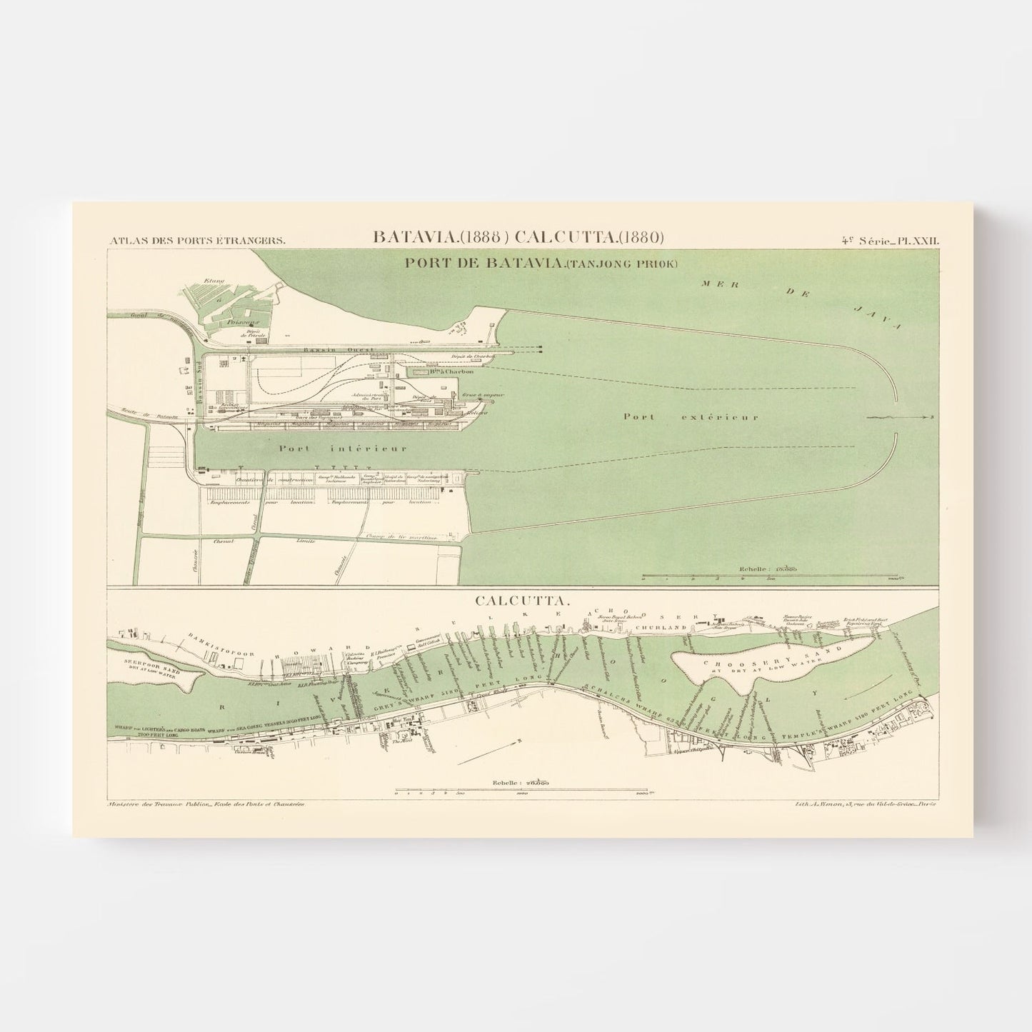Vintage Map of Jakarta, Indonesia, 1888