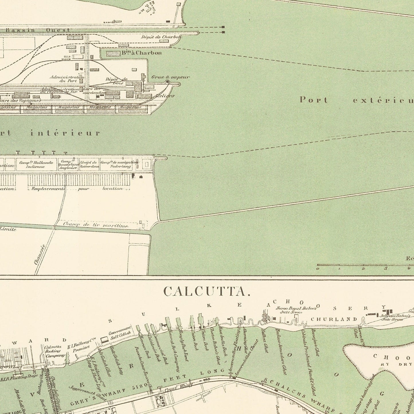 Vintage Map of Jakarta, Indonesia, 1888