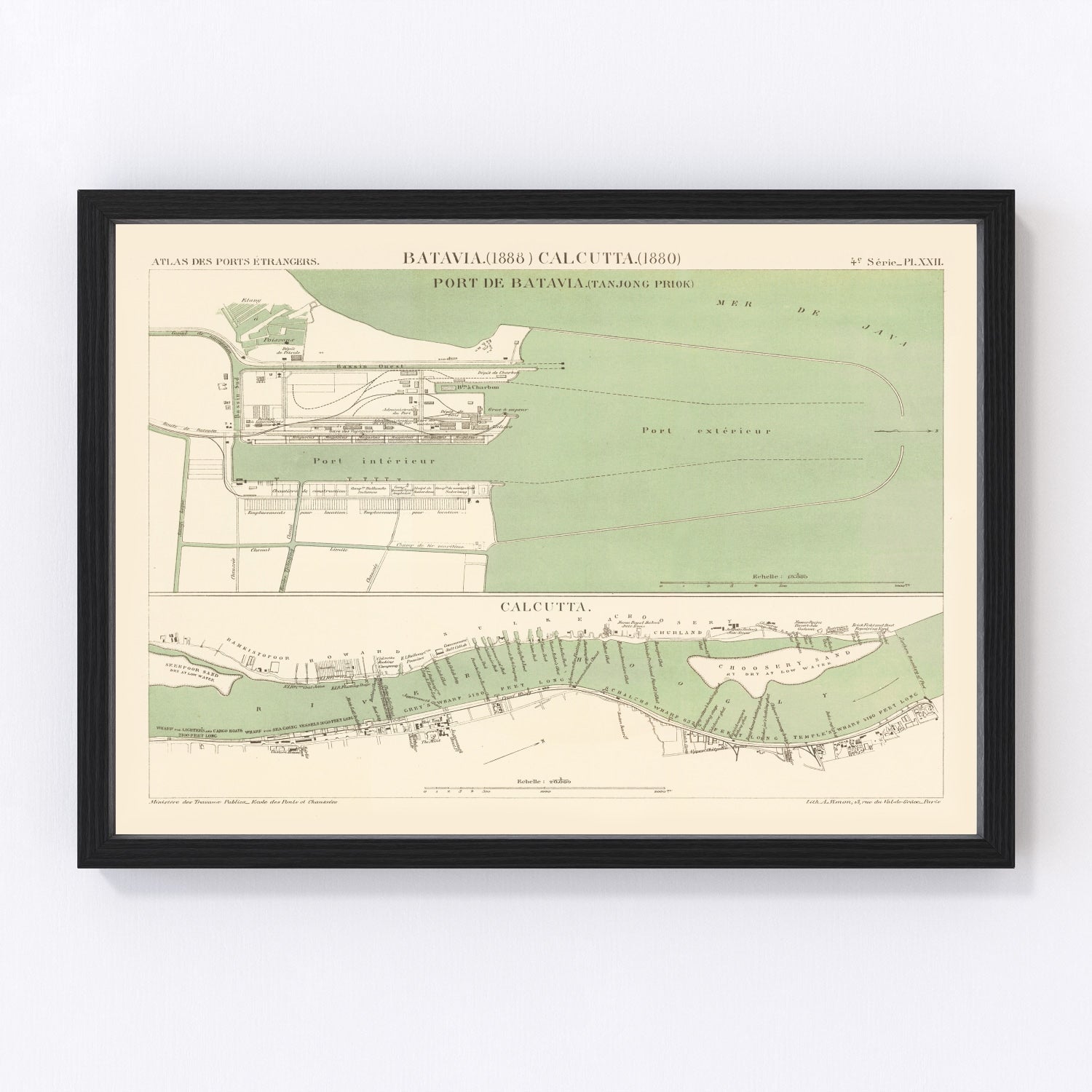 Vintage map of Jakarta, Indonesia, 1888