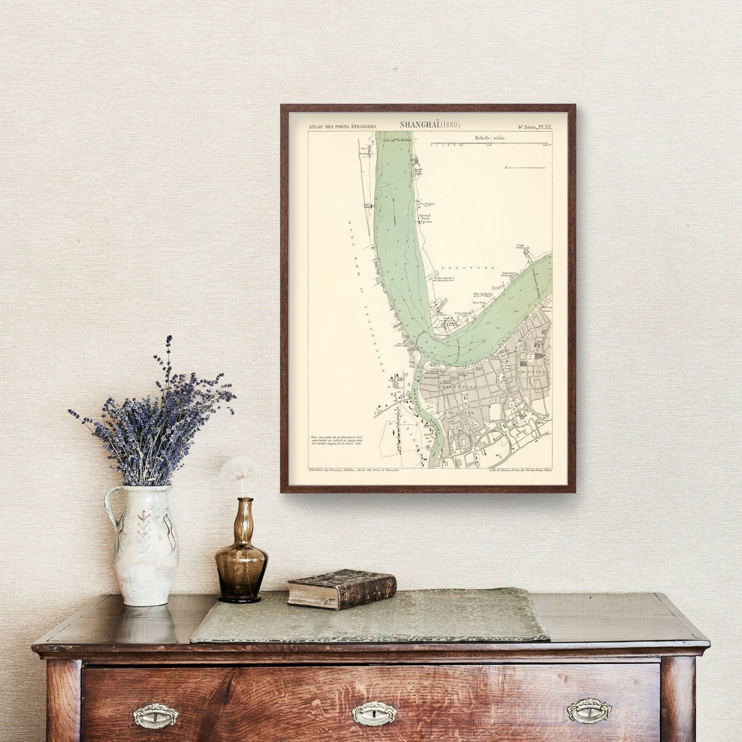 Vintage Map of Shanghai, China, 1880