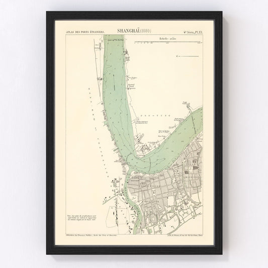 Vintage map of Shanghai, China, 1880