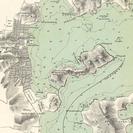 Vintage Map of St. Thomas, 1873