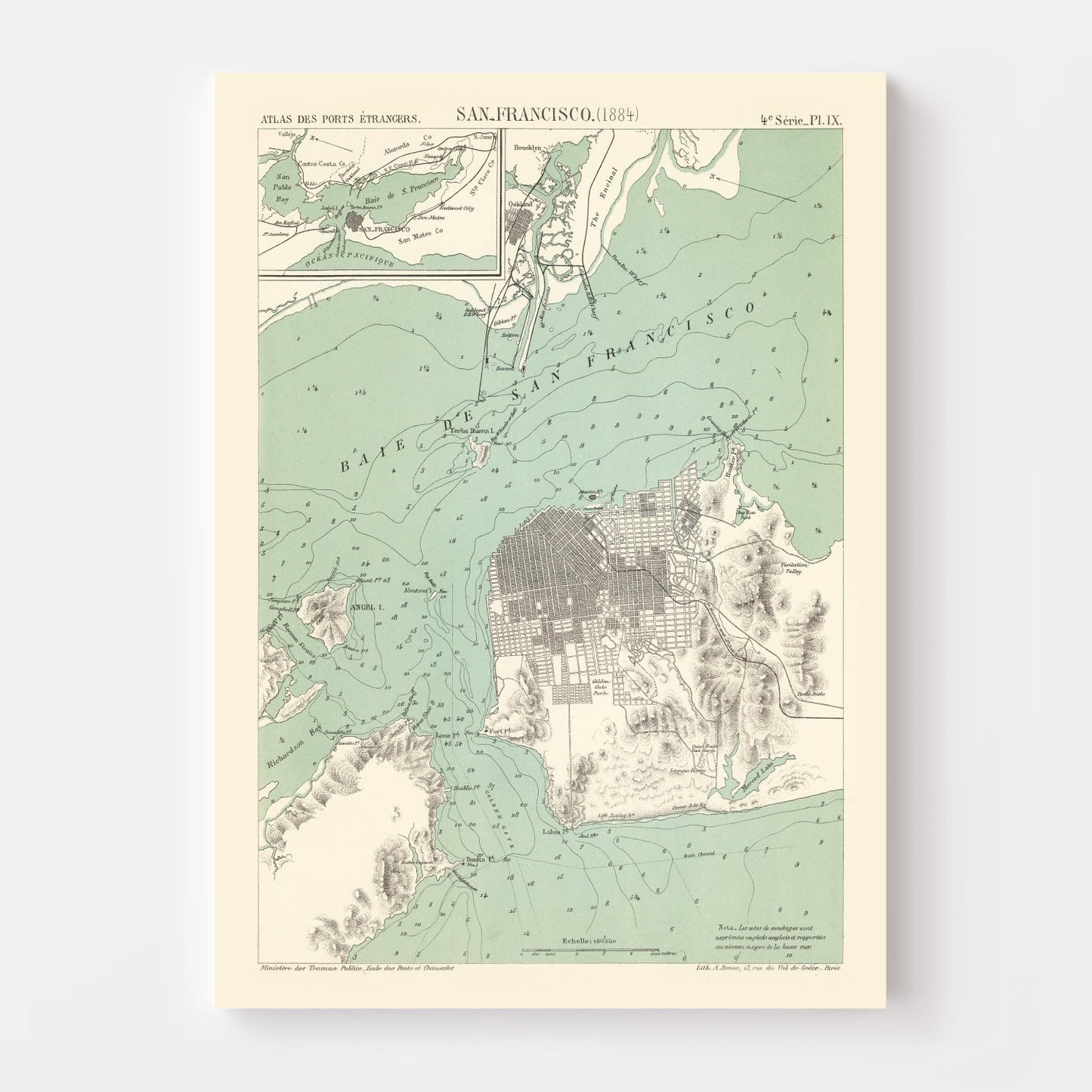 Vintage Map of San Francisco, California, 1884 III