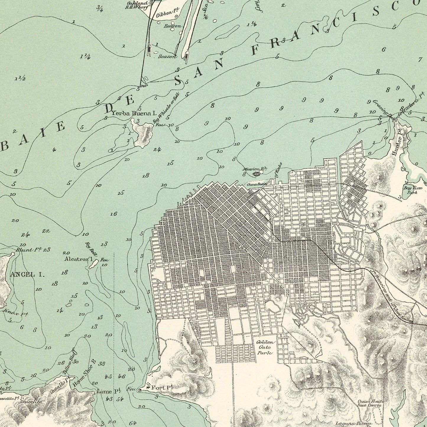 Vintage Map of San Francisco, California, 1884 III