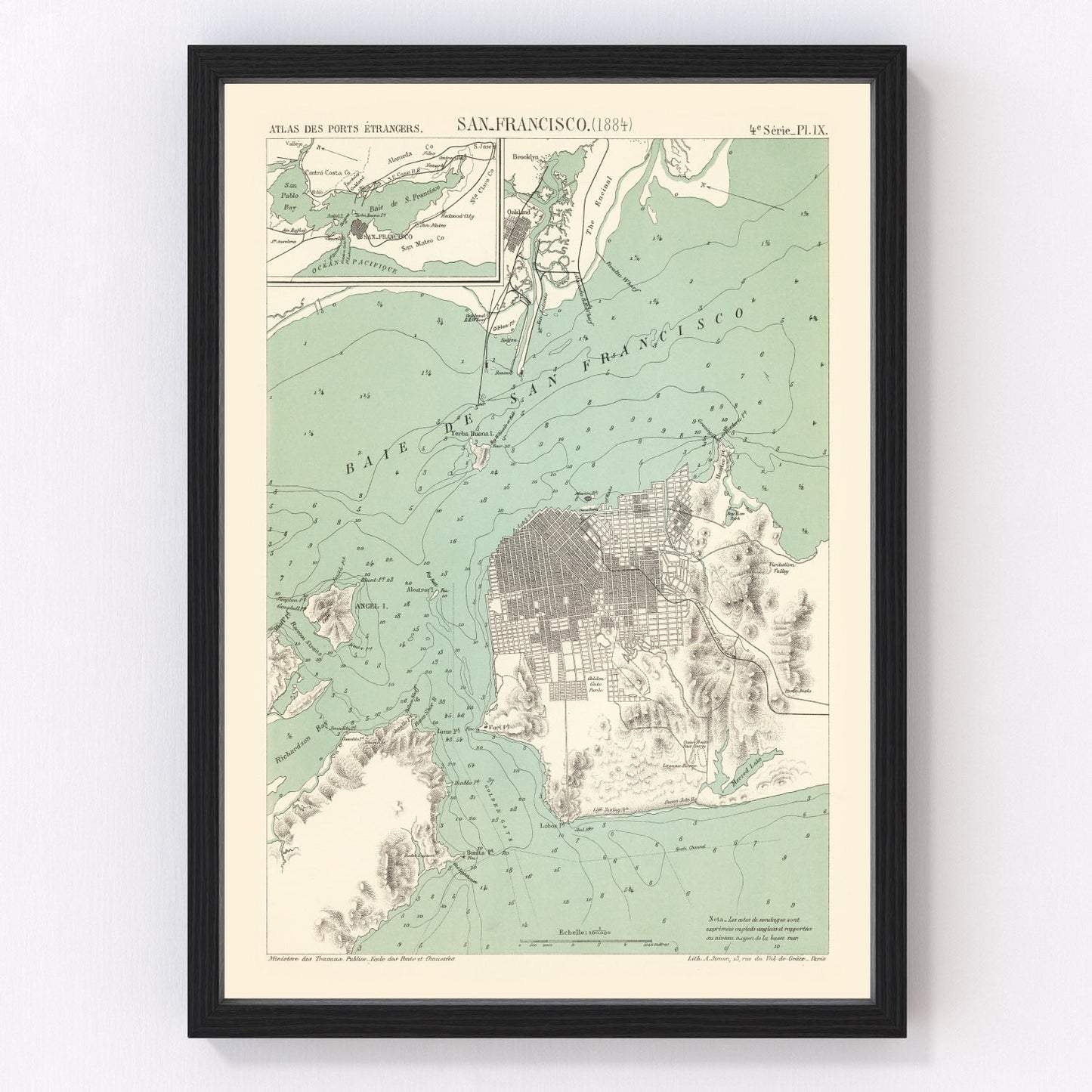 vintage map of San Francisco, California, 1884