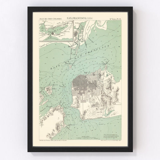 vintage map of San Francisco, California, 1884